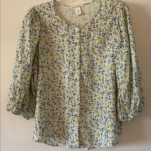 H&M Floral Blouse with Yellow and Green Accents